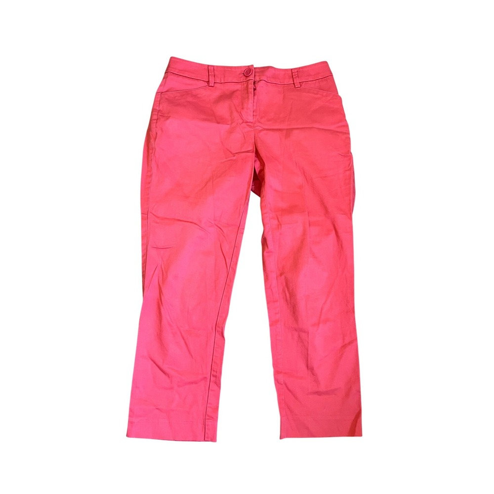 New York & Co Pink Cotton Capri Trousers 0 Ankle Straight Office Business Casual